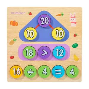 Tavola puzzle in legno con numeri e matematica per bambini educazione precoce giocattolo.