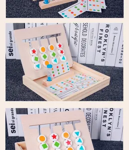 Wooden Montessori logic training game board color matching puzzle toy for kids fun learning