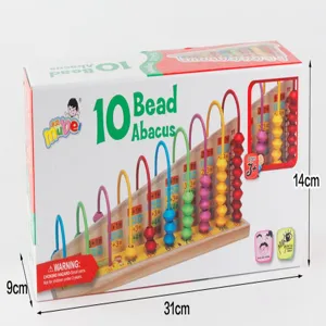 Montessori wooden ten-row bead abacus math learning toy for kids calculation frame