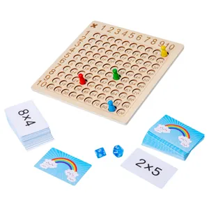 Wooden multiplication board game educational math toy for kids and family table interaction