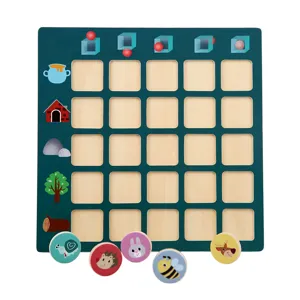 Wooden spatial reasoning logic puzzle toy for kids children grid board game animal pieces