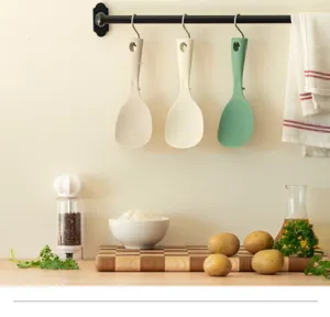 Silicone rice spoon non-stick kitchen cooking tool hanging design practical home gadget