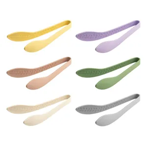 Silicone food tongs with leaf shape design, heat-resistant kitchen clips for cooking and BBQ.