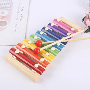Kids wooden 8-note xylophone musical toy, early education toddler percussion instrument.