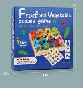 Holz Obst und Gemüse Puzzle Spiel Lernspielzeug für Kinder Form Zuordnung Box Set