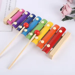 Wooden 8-note xylophone toy for toddlers, early music education percussion instrument with mallets.