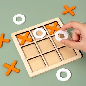 Hölzernes Tic-Tac-Toe-Brettspiel Pädagogisches Spielzeug Eltern-Kind Interaktives Tisch-Strategiespiel Familien-Puzzlespiel