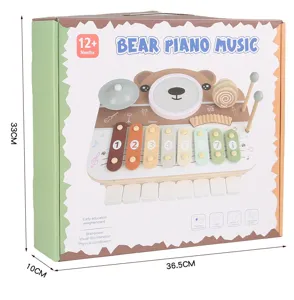 Wooden multi-functional baby musical toy, xylophone drum piano early education toy detail.