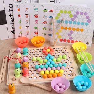Juguete Montessori Educativo de Madera Pesca Magnética Clip Cuentas Y Juego de Ajedrez de Memoria Niños Aprendizaje Temprano Entrenamiento Cerebral