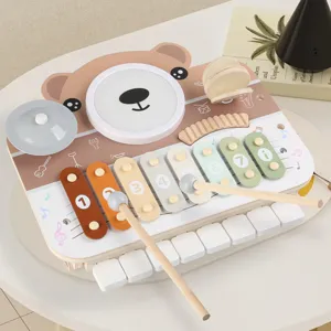 Wooden Musical Xylophone Piano Tapping Toy Multi-Functional Percussion Early Educational Learning Game For Toddlers Kids
