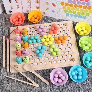 Niños madera pesca magnética cuentas juego de clasificación Montessori juguete educativo