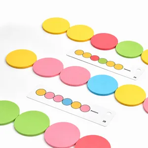 Montessori educational color pattern matching cards and wooden discs toy for toddlers early learning.
