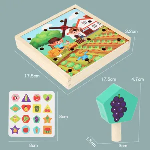 Holz Kinder Gemüse Obst Form passend Puzzle Spiel frühe Bildung kognitive Peg Board Spiel