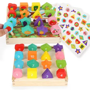 Holz Lernspielzeug Formensortierung fur Kinder, Fruchte Gemuse Puzzlespiel fruhe Bildung fur Kleinkinder