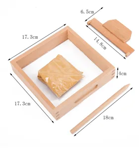 Montessori wooden sand tray toy early education teaching aid with wooden pen and square frame