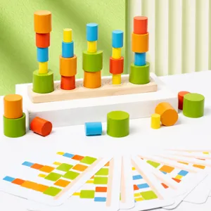 Blocchi da Costruzione Cilindrici di Bilanciamento in Legno Gioco di Impilamento Giocattolo Educativo di Educazione Precoce