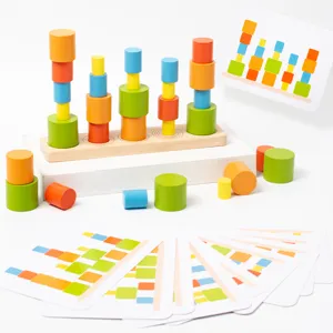 Blocchi di cilindri impilabili in legno bambini giocattolo educativo di apprendimento