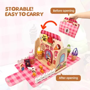 Scatola portatile dessert tè pomeridiano bambini gioco di simulazione legno giocattolo.