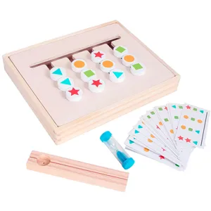 Montessori wooden logic training four-color game toy, kids educational shape color matching.