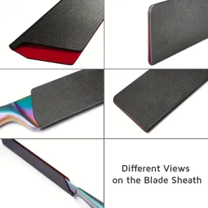 Portable plastic knife sheath with red flocking lining, universal chef blade protector cover.