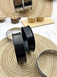 Aro para tarta de acero inoxidable borde doble molde antiadherente mousse detalle