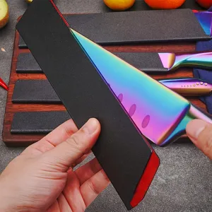 Portable plastic knife sheath black flocking protective cover for kitchen chef fruit knives