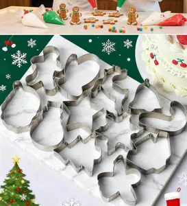 Christmas cookie cutter set stainless steel baking molds for holiday DIY gingerbread biscuits