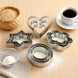 Edelstahl Keksausstecher Set Metall Plätzchen Form Backwerkzeug DIY Gebäck Herz Stern Blume Runde Formen Küchenzubehör