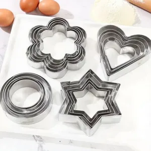 Edelstahl Keksformen Set zum Backen Stern Herz Blumen Kreis DIY Plätzchen Ausstecher