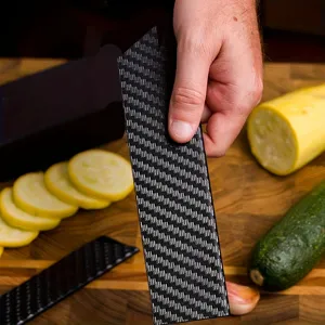 Universal carbon fiber texture kitchen knife guard portable plastic protective sheath cover
