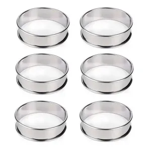 Set de 6 aros de tarta de acero inoxidable molde de mousse redondo para repostería.