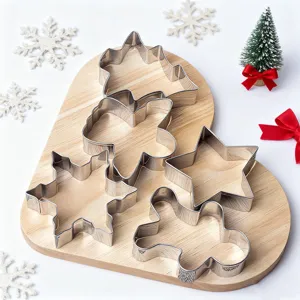 Christmas cookie cutters set stainless steel metal molds for DIY baking pastry holiday cookies.