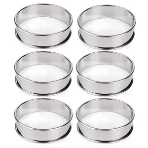 Juego de 6 moldes redondos de acero inoxidable para tartas y postres deliciosos de mousse.