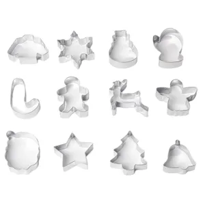 Christmas cookie cutters set 12pcs stainless steel baking molds for holiday DIY baking