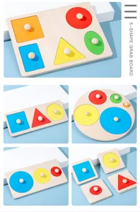 Montessori ξύλινο παιχνίδι παζλ σχήματος ταμπλό λαβής εκπαιδευτικό για νήπια παιδιά.