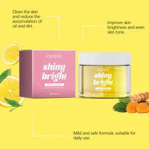 OUHOE turmeric kojic acid brightening facial pads for deep cleaning and skin tone care.