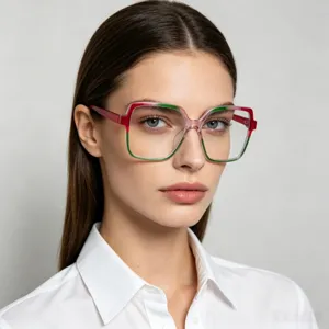 Schicke farbblockierende quadratische optische Brillenrahmen Mode Blaulichtfilter Brille