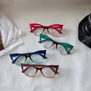 Colorblock cat eye blue light blocking glasses frame stylish women fashion eyewear