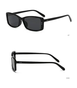 Retro kleine quadratische Sonnenbrille für Damen mit modischen Metallnieten und Linsen.