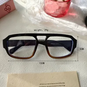 Gafas de moda con doble puente y montura elegante anti luz azul para hombres y mujeres.