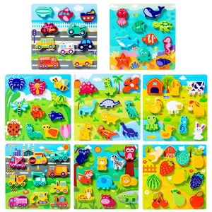 Set de rompecabezas de madera para ninos aprendizaje temprano animales dinosaurios