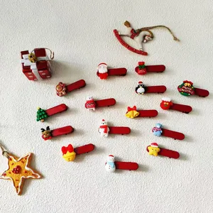 Ensemble de pinces à cheveux de Noël avec résine mignonne père noël bonhomme de neige