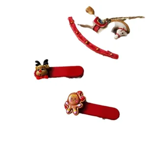 Joli ensemble de pinces à cheveux Noël mignon renne bonhomme pain d'épices cheval bascule