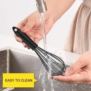 Batidor de silicona de acero inoxidable herramienta de cocina detalle para mezclar facil