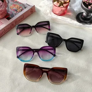 Trendige Oversize Katzenauge Sonnenbrille Für Damen Herren Mode Farbblock Verlauf Gläser Harzrahmen Vollrand Brille Outdoor UV400 Sonnenschutz
