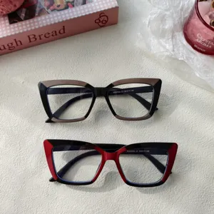 Fashion colorblock blue light blocking glasses for women and men retro optical frames