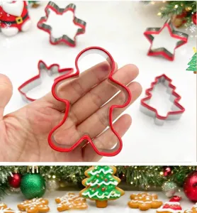 Christmas cookie cutters set 6 pieces gingerbread man star tree baking DIY molds detailing