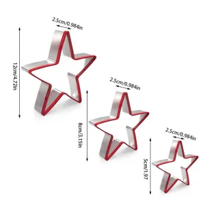 Stainless steel star cookie cutters set with red protective edge for baking pastry