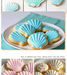 Set di tagliabiscotti a conchiglia per pasticceria domestica, biscotti a tema marino.