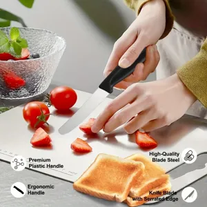Stainless Steel Bread Knife with Ergonomic Plastic Handle and Serrated Edge for Kitchen Use
